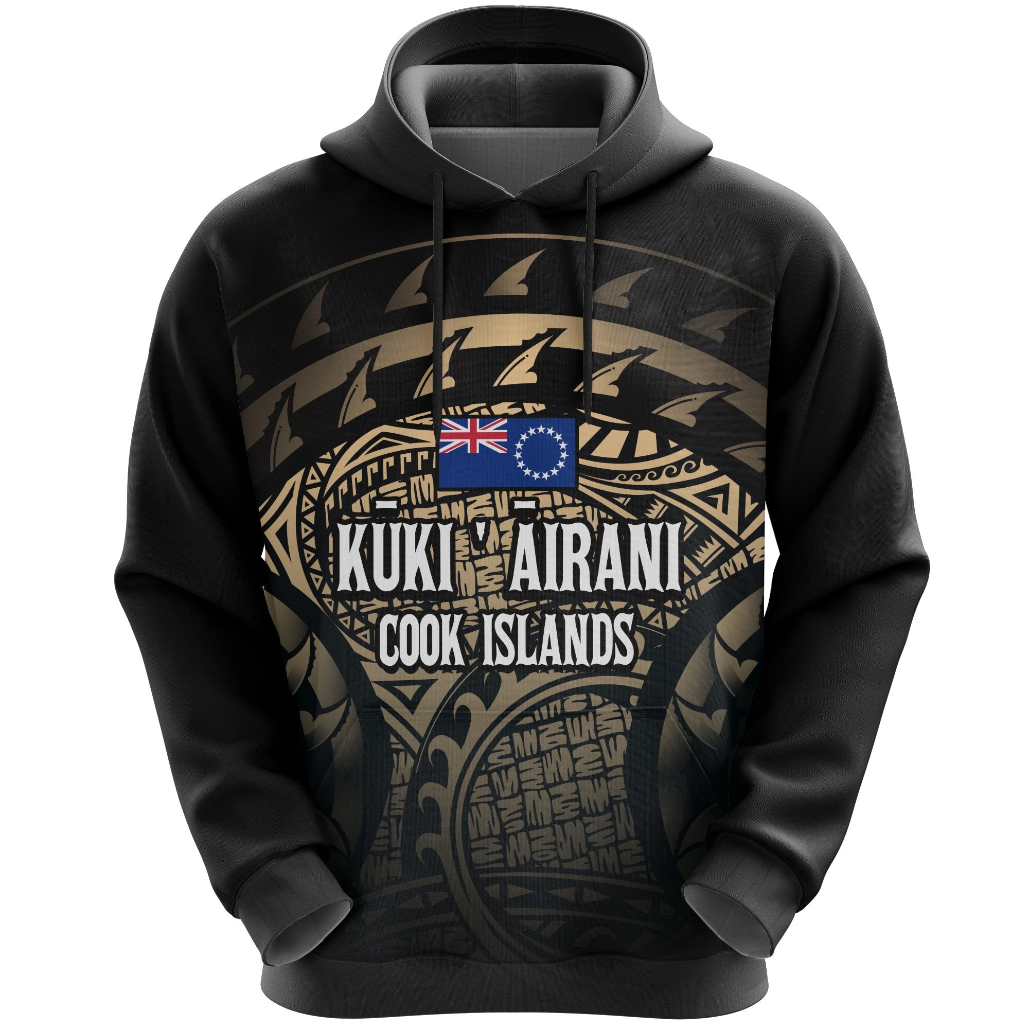 Cook Islands Turtle Pullover Hoodie (Gold) Unisex Gold - Polynesian Pride