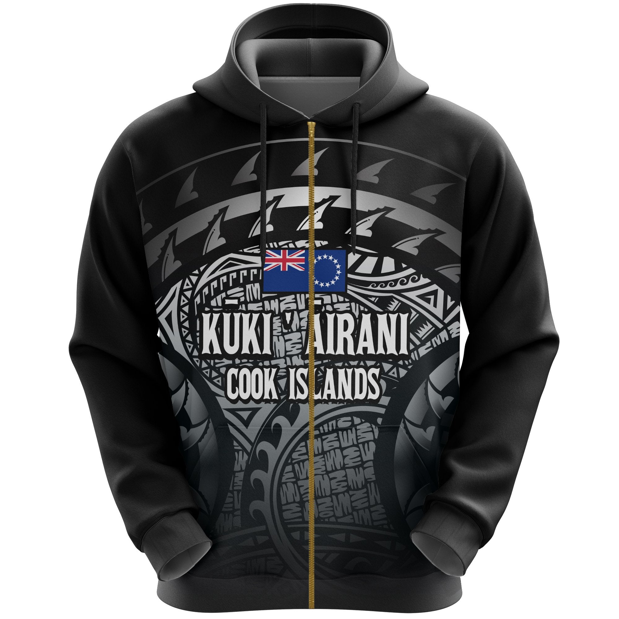 Cook Islands Turtle Zip Hoodie (Gray) Unisex Gray - Polynesian Pride