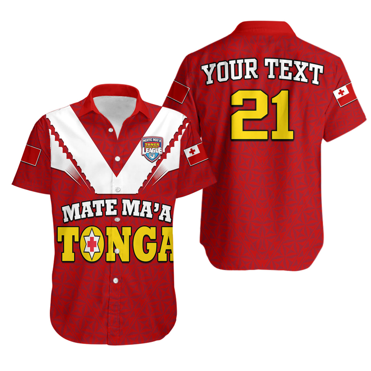 (Custom Personalised) Mate Ma'a Tonga Rugby Hawaiian Shirt Tongan Kupesi Red Style LT9 - Polynesian Pride