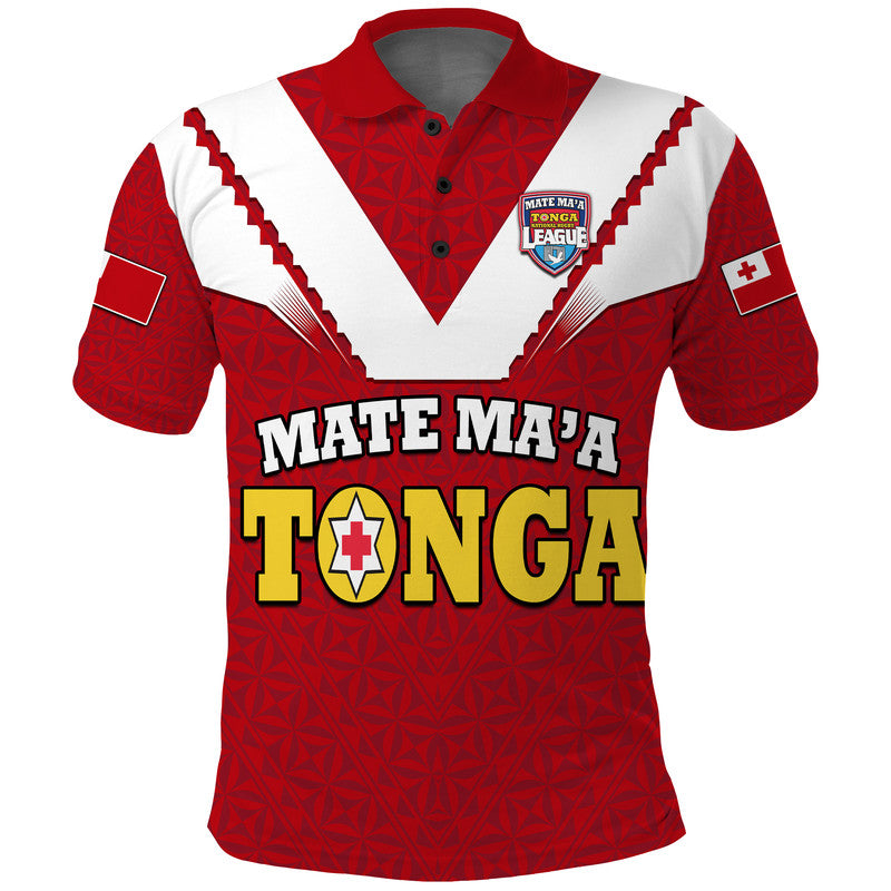 Mate Maa Tonga Rugby Polo Shirt Tongan Kupesi Red Style LT9 Red - Polynesian Pride