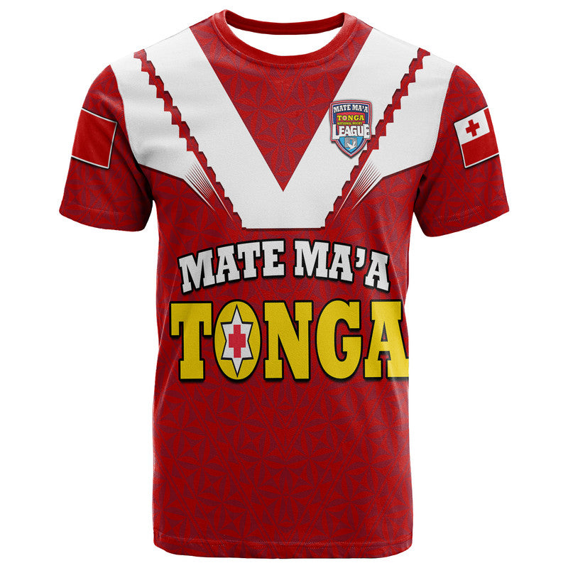 Mate Maa Tonga Rugby T Shirt Tongan Kupesi Red Style LT9 Red - Polynesian Pride