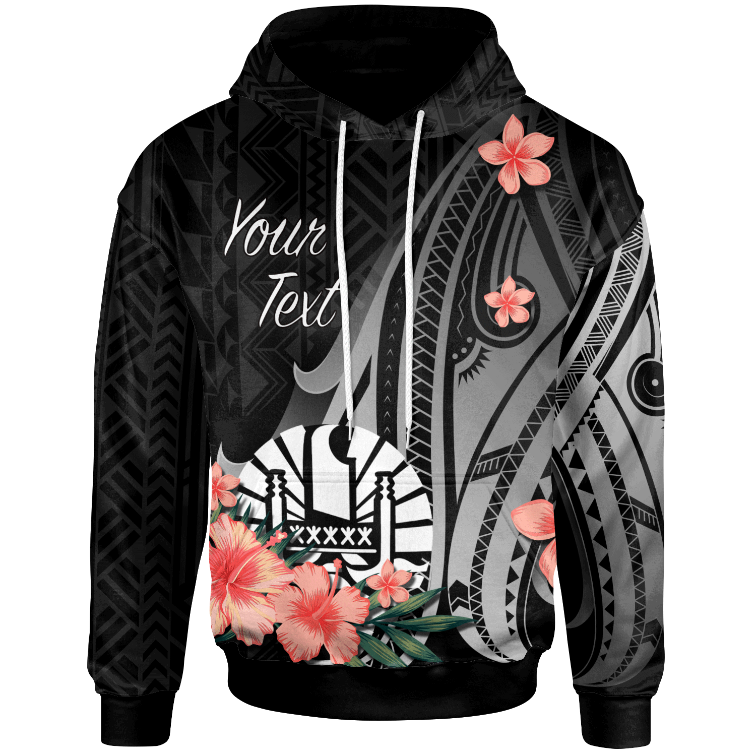 Tahiti Custom Hoodie Polynesian Hibiscus Pattern Style Unisex Black - Polynesian Pride