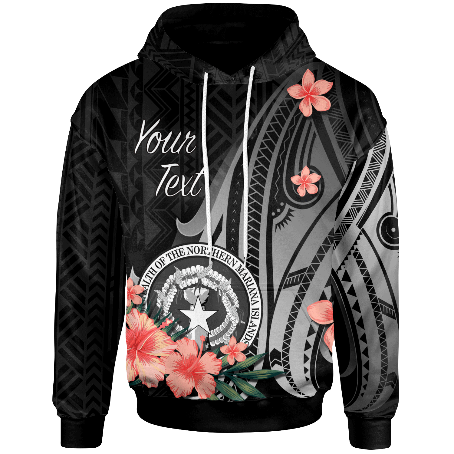 Northern Mariana Islands Custom Hoodie Polynesian Hibiscus Pattern Style Unisex Black - Polynesian Pride