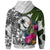 Chuuk Zip up Hoodie White Turtle Plumeria Banana Leaf - Polynesian Pride