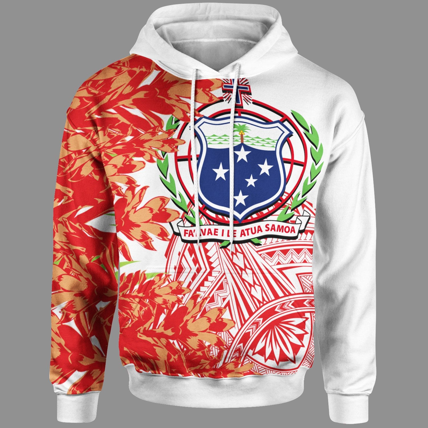 Samoa Hoodie The Teuila Polynesian Pattern Unisex White - Polynesian Pride