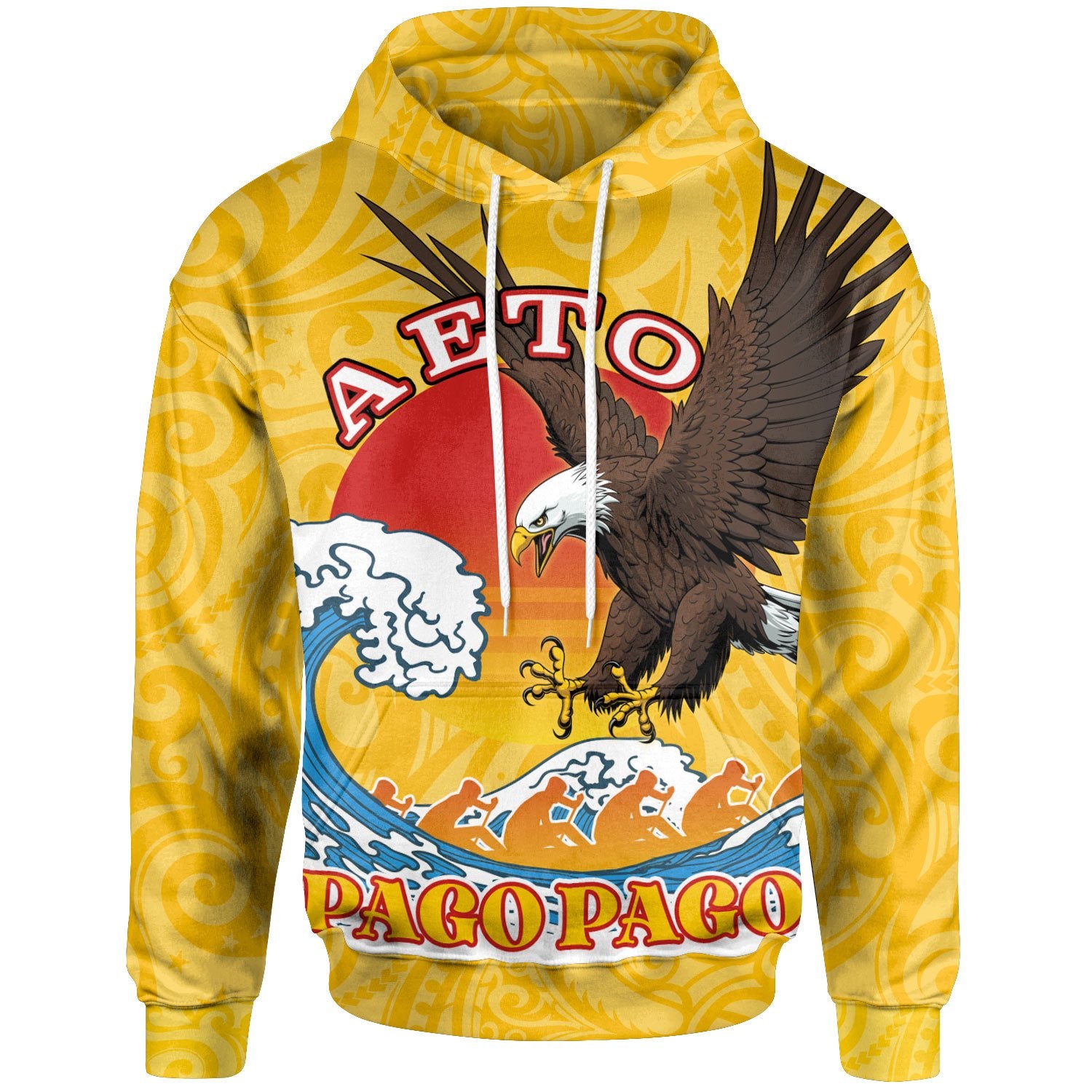 American Samoa Hoodie Pago Pago Aeto Unisex Yellow - Polynesian Pride