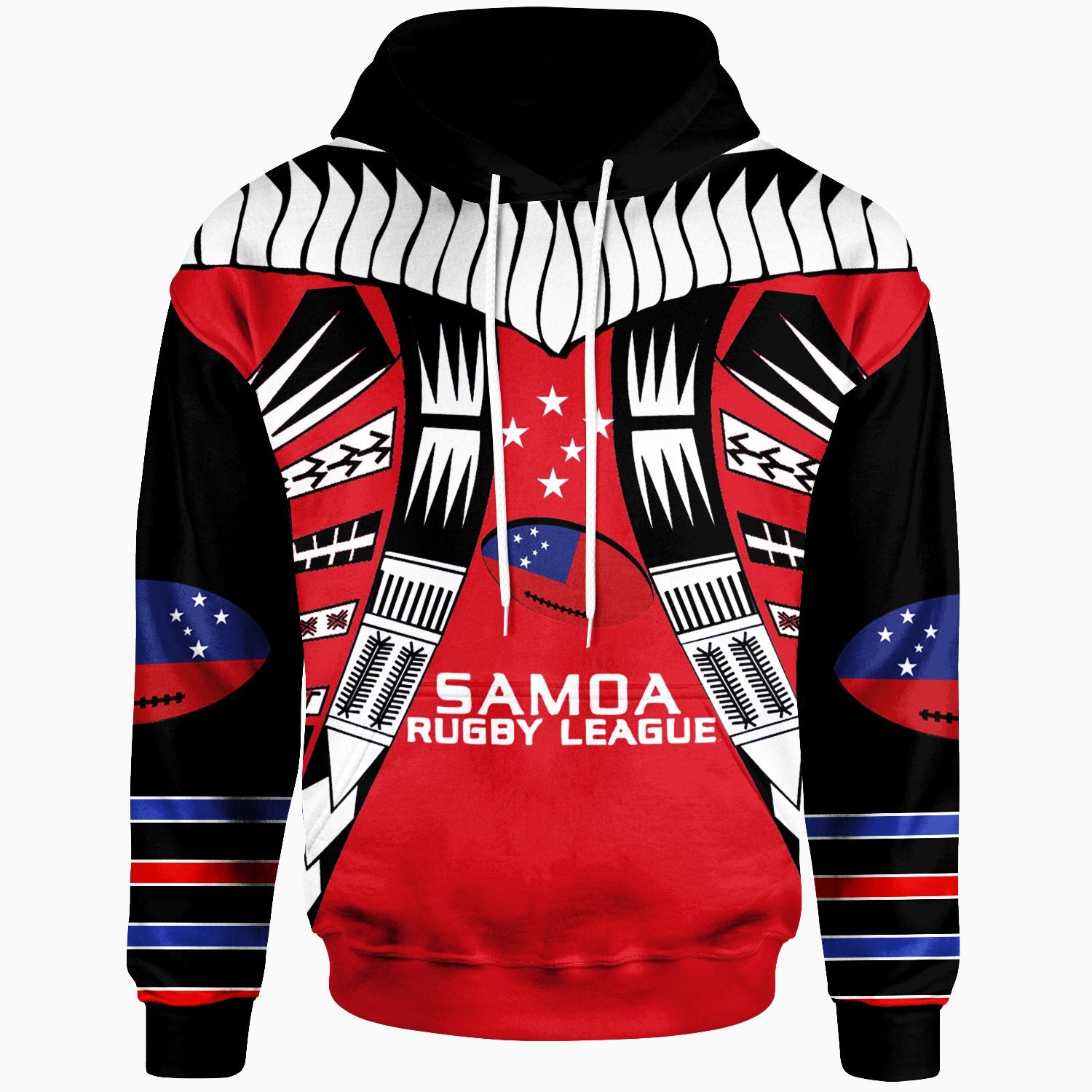 Samoa Custom Hoodie Samoa Rugby Sport Style Red Color Unisex Black - Polynesian Pride