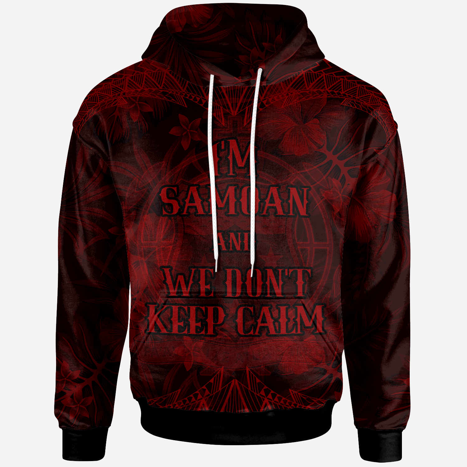 Samoa Hoodie Keep Calm Style Red Patterns Unisex Red - Polynesian Pride