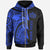 Custom Samoa Zip up Hoodie Samoa Coat of Arms Blue Tattoo Style Unisex Blue - Polynesian Pride