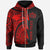 Custom Samoa Zip up Hoodie Samoa Coat of Arms Red Tattoo Style Unisex Red - Polynesian Pride