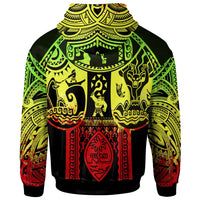 Polynesian Zip up Hoodie Guam Flag, Seal with Maui Moana Tattoo - Polynesian Pride