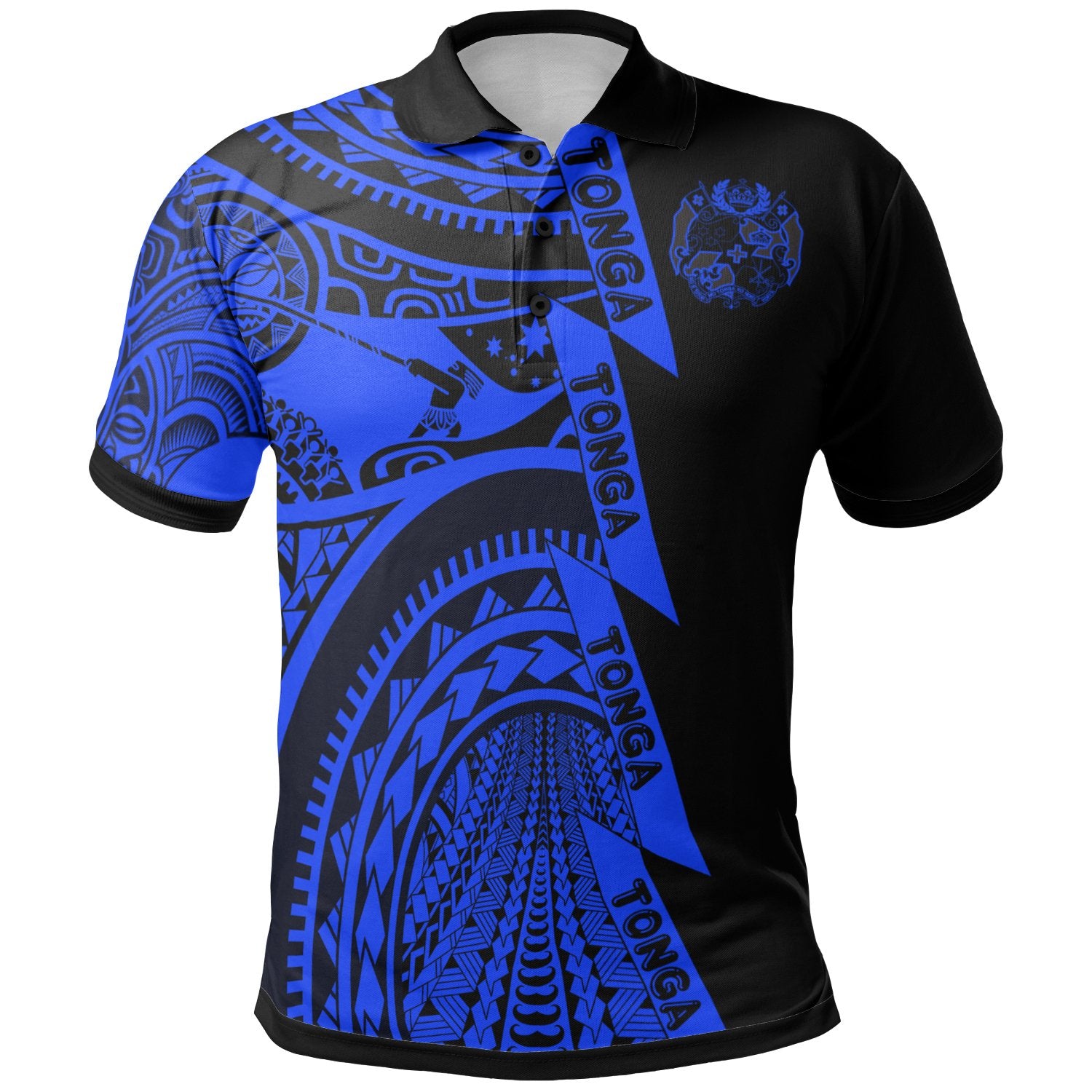 Polynesian Tonga Polo Shirt Maui Moana Tattoo with Seal Tonga Unisex Blue - Polynesian Pride