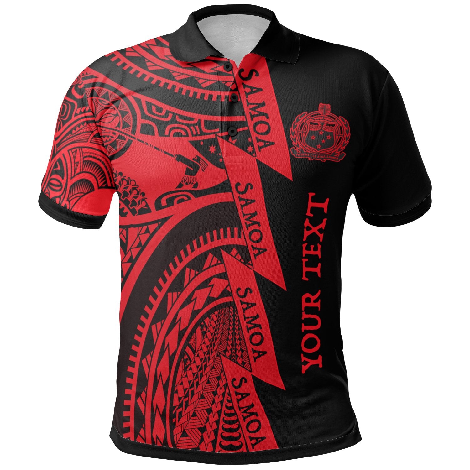 Custom Samoa All Over Polo Shirt Samoa Coat Of Arms Red New Unisex Red - Polynesian Pride