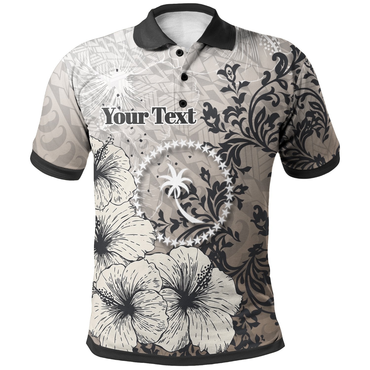 Chuuk State Polo Custom Vintage Luxury Floral Style Unisex Nude - Polynesian Pride