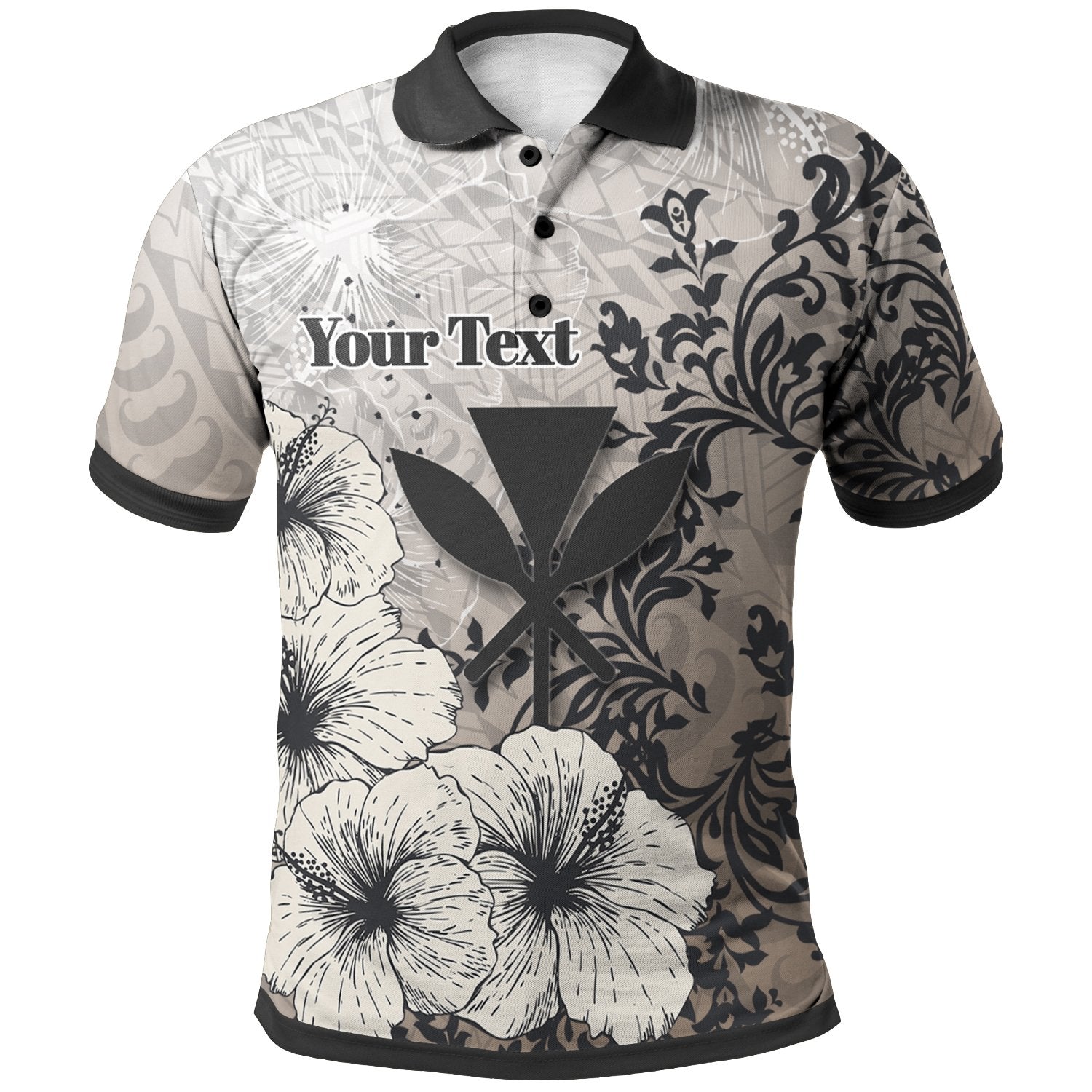 Kanaka Maoli Polo Custom Vintage Luxury Floral Style Unisex Nude - Polynesian Pride