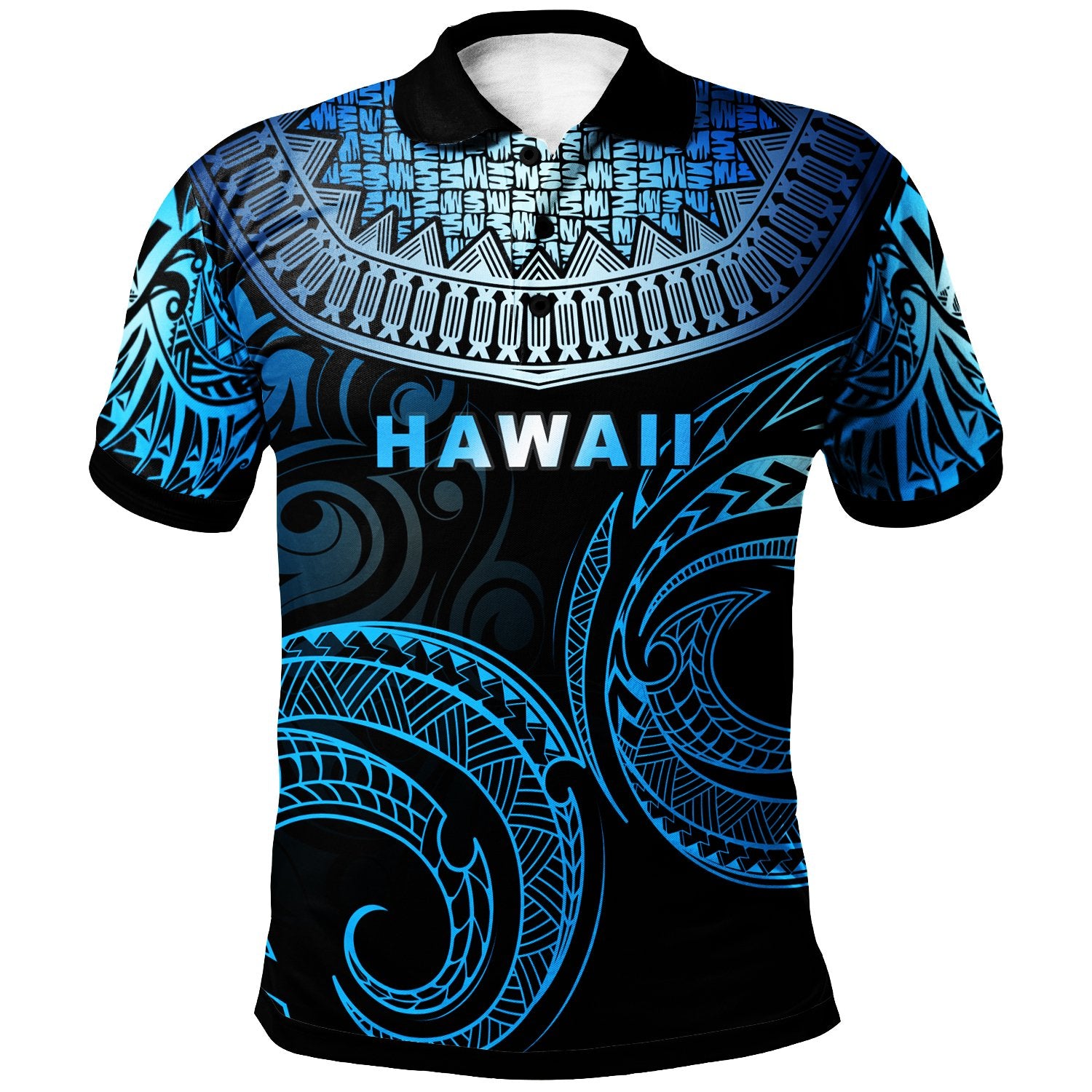 Hawaii Custom Polo Shirt Unique Serrated Texture Blue Unisex Blue - Polynesian Pride