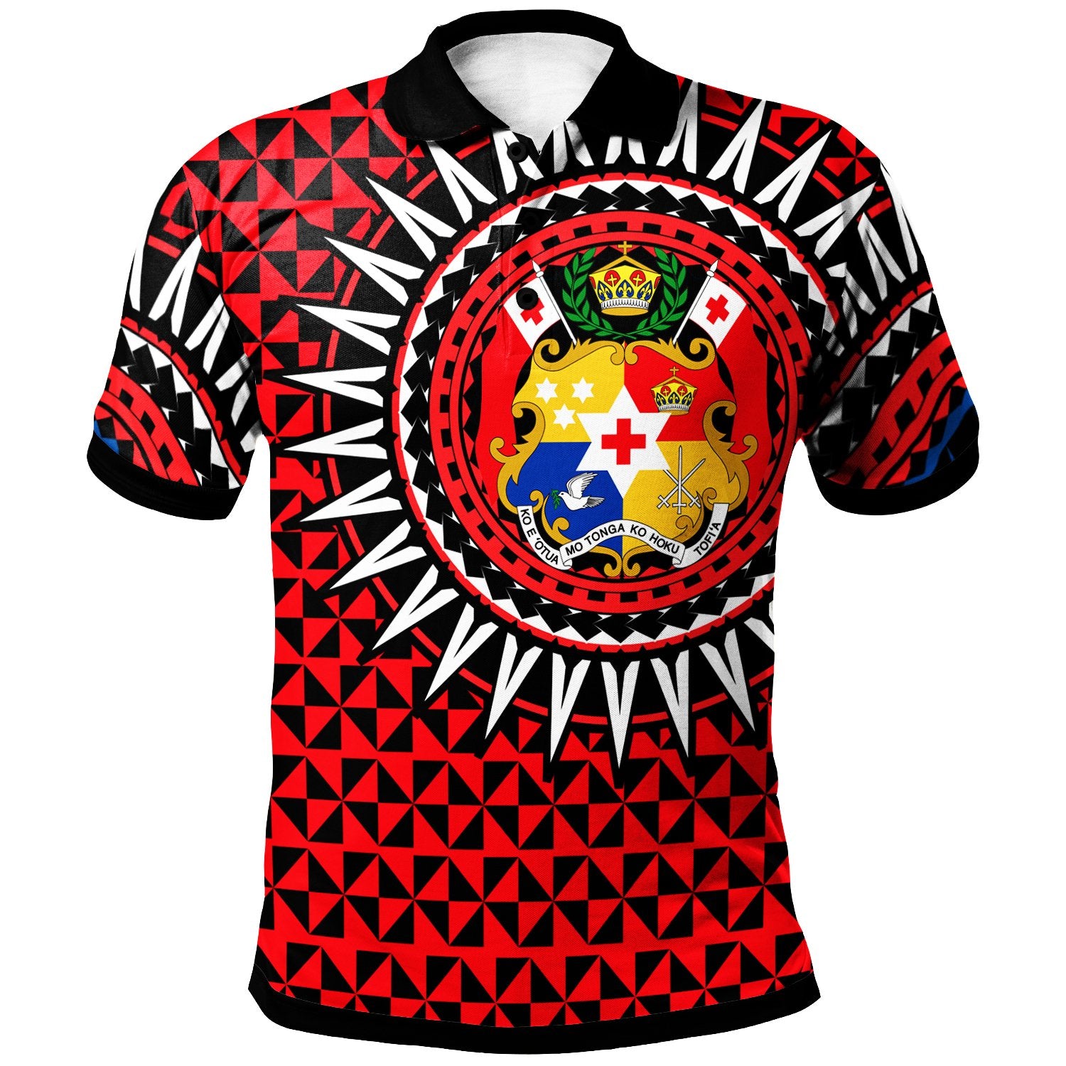 Tonga Polo Shirt Tongan Manulua Pattern Red Black Color Unisex Red - Polynesian Pride