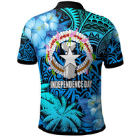 Northern Mariana Islands Polo Shirt CNMI Polynesian Culture with Hibicus Tropical Flower LT10 - Polynesian Pride