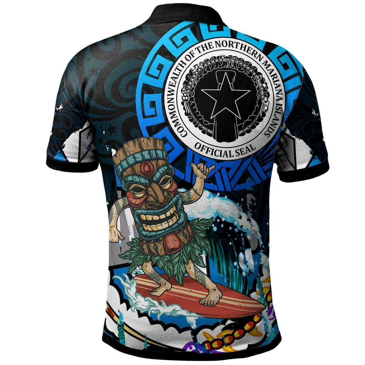 Northern Mariana Islands Polo Shirt CNMI Polynesian Culture with Tiki Surf Style LT10 - Polynesian Pride