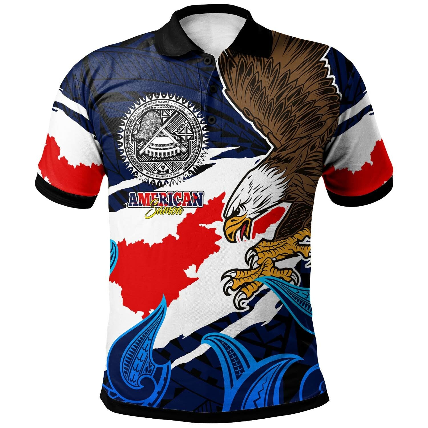 American Samoa Polo Shirt Custom Happy Independence Day Samoa with Polynesian Culture LT10 Black - Polynesian Pride