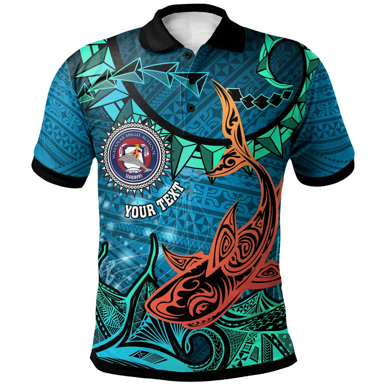 Hawaii Custom Polo Shirt Waianae High School Polynesian Seariders Tribal Pattern LT10 Blue - Polynesian Pride