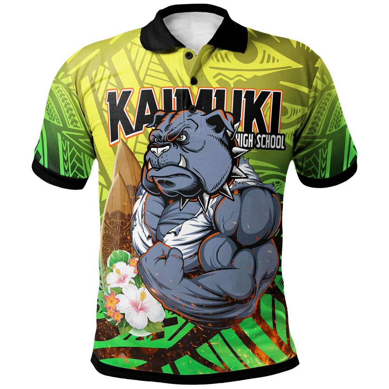 Hawaii Custom Polynesian Polo Shirt Kaimuki High School Bulldogs Tribal Pattern LT10 Green - Polynesian Pride