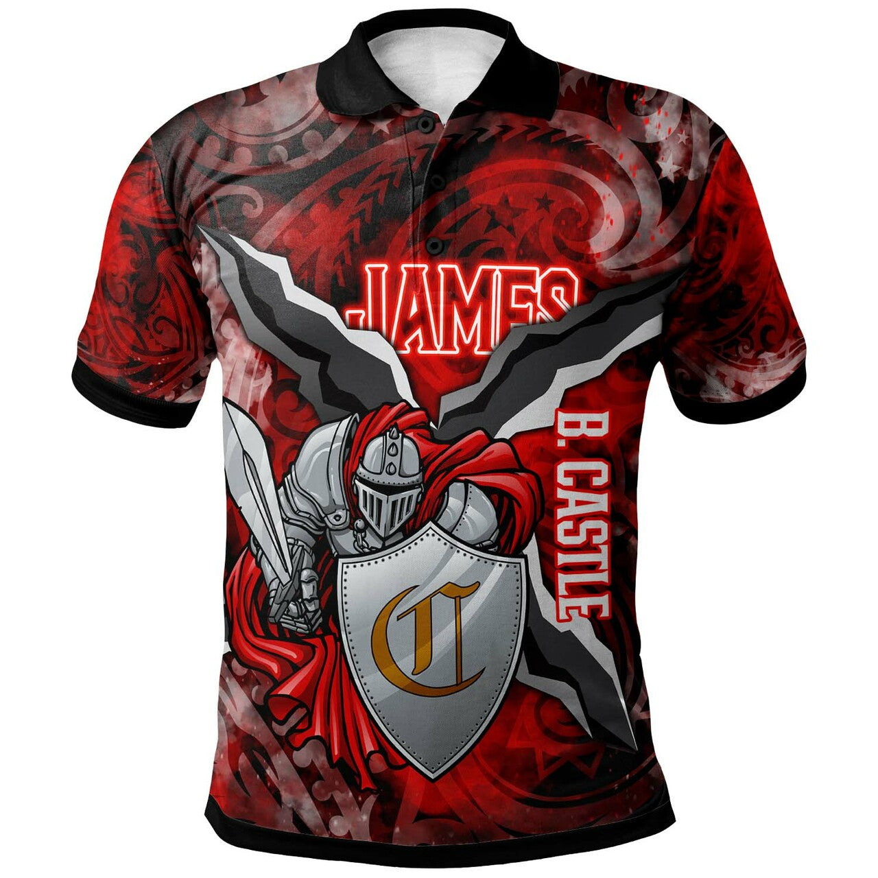 Hawaii Custom Polo Shirt James B. Castle High School Knights Polynesian Pride LT10 Red - Polynesian Pride