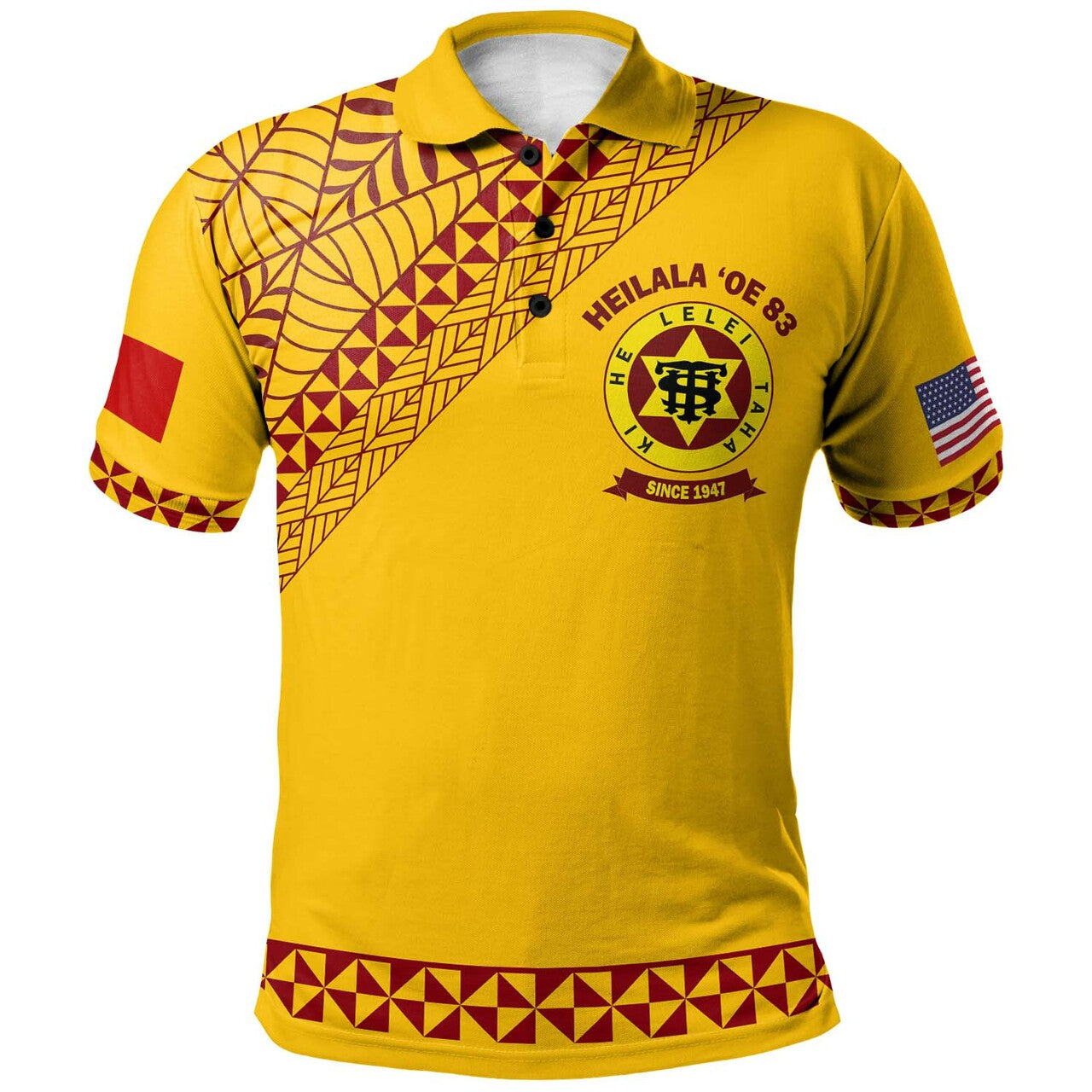 Tonga High School Polo Shirt Tonga Polynesian High School Tribal Pattern LT10 Gold - Polynesian Pride