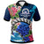 Tonga Custom Polo Shirt Tupou College Polynesian Tonga Pattern with Flower LT10 Blue - Polynesian Pride