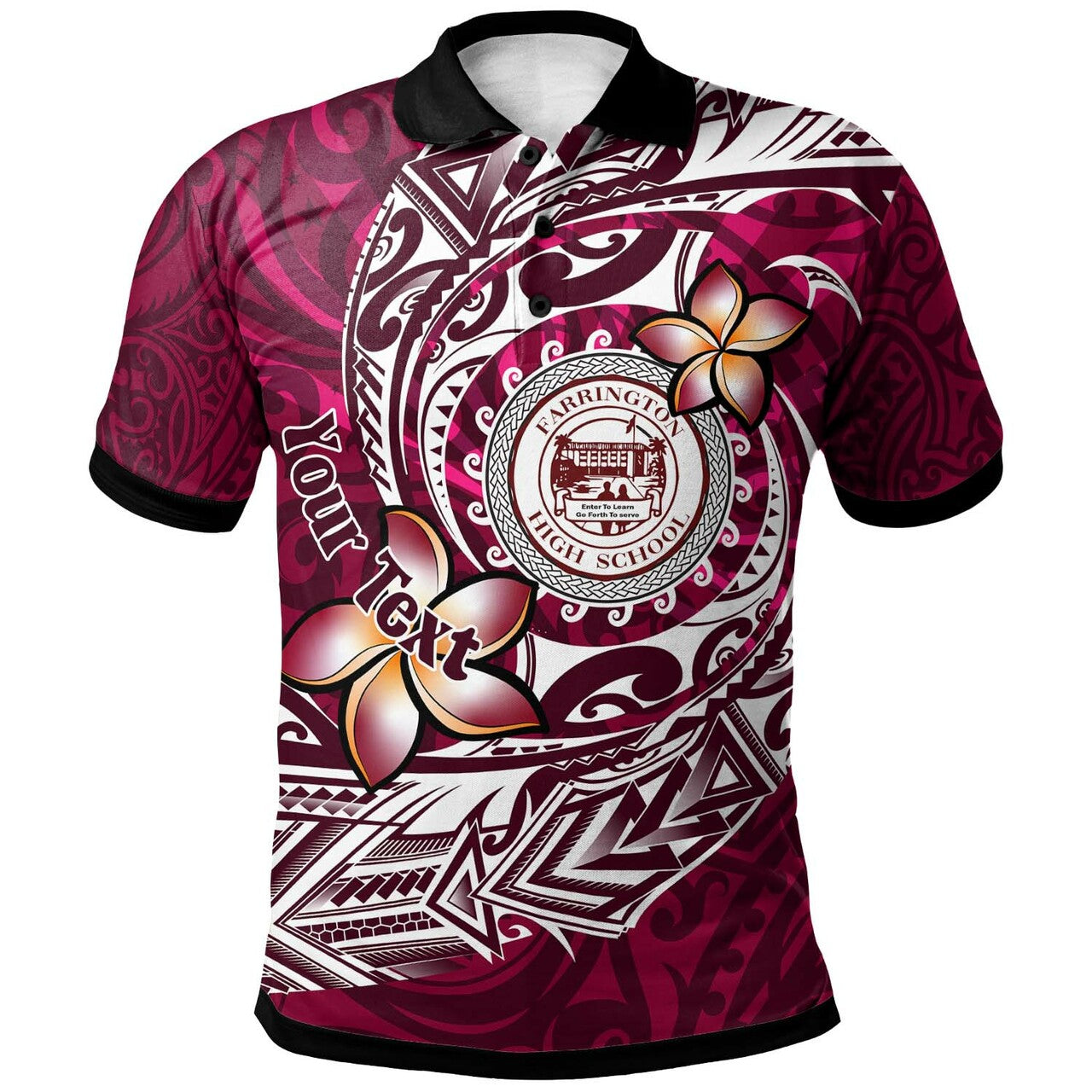 Hawaii Custom Polo Shirt Farrington High School Maroon Polynesian Patterns LT10 Purple - Polynesian Pride