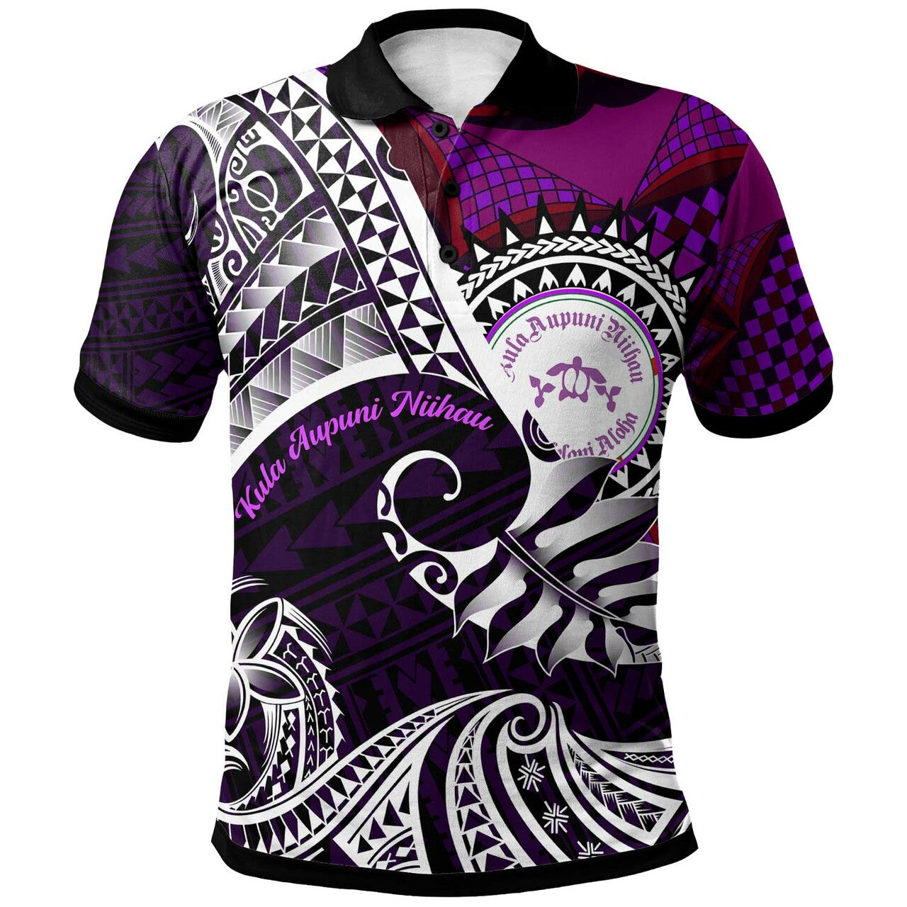 Hawaii Custom Polynesian Polo Shirt Niihau High and Elementary School Turtles Maroon Hawaii Pattern LT10 Maroon - Polynesian Pride