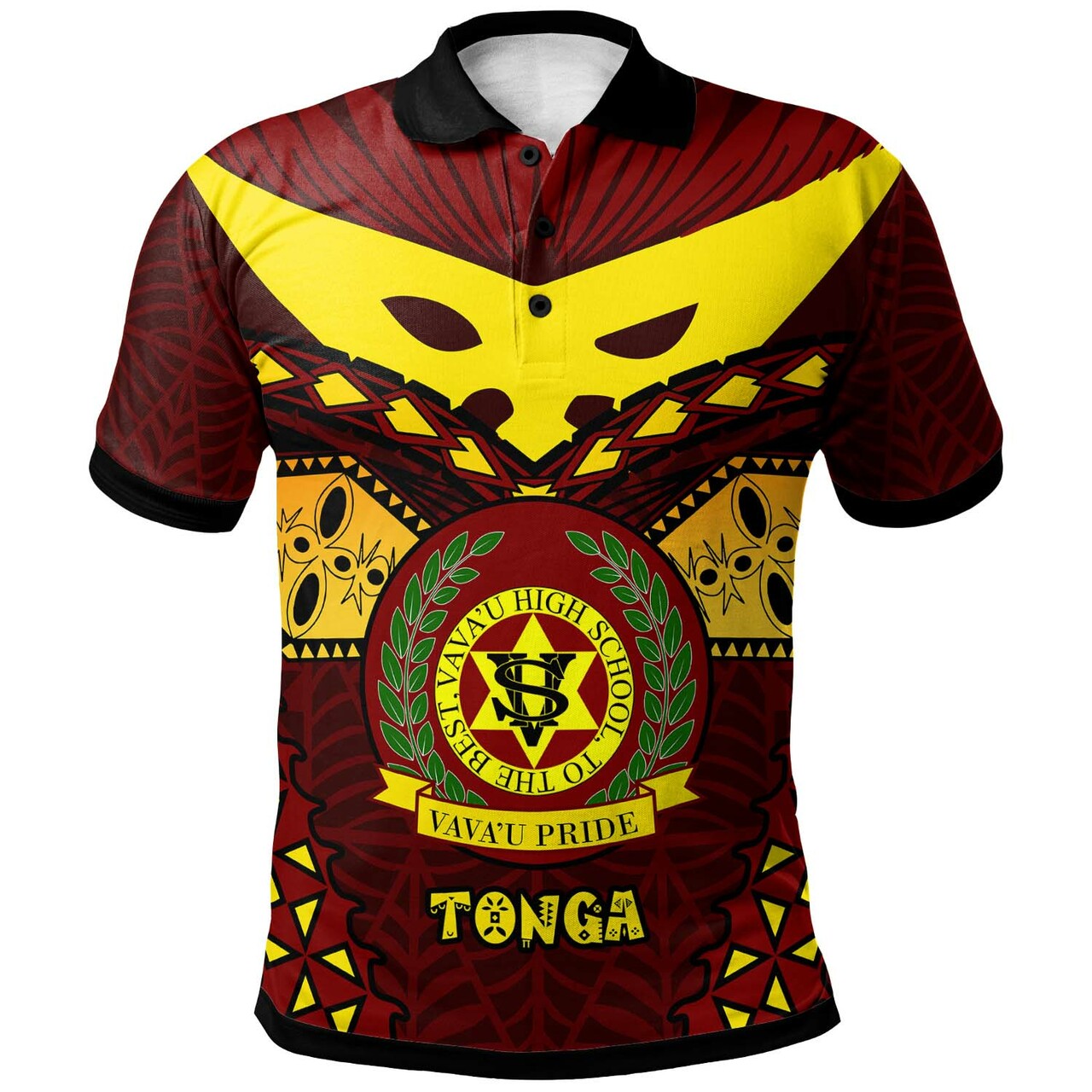 Tonga Custom Polo Shirt Vavau High Shool Tonga with Polynesian Patterns LT10 Red - Polynesian Pride