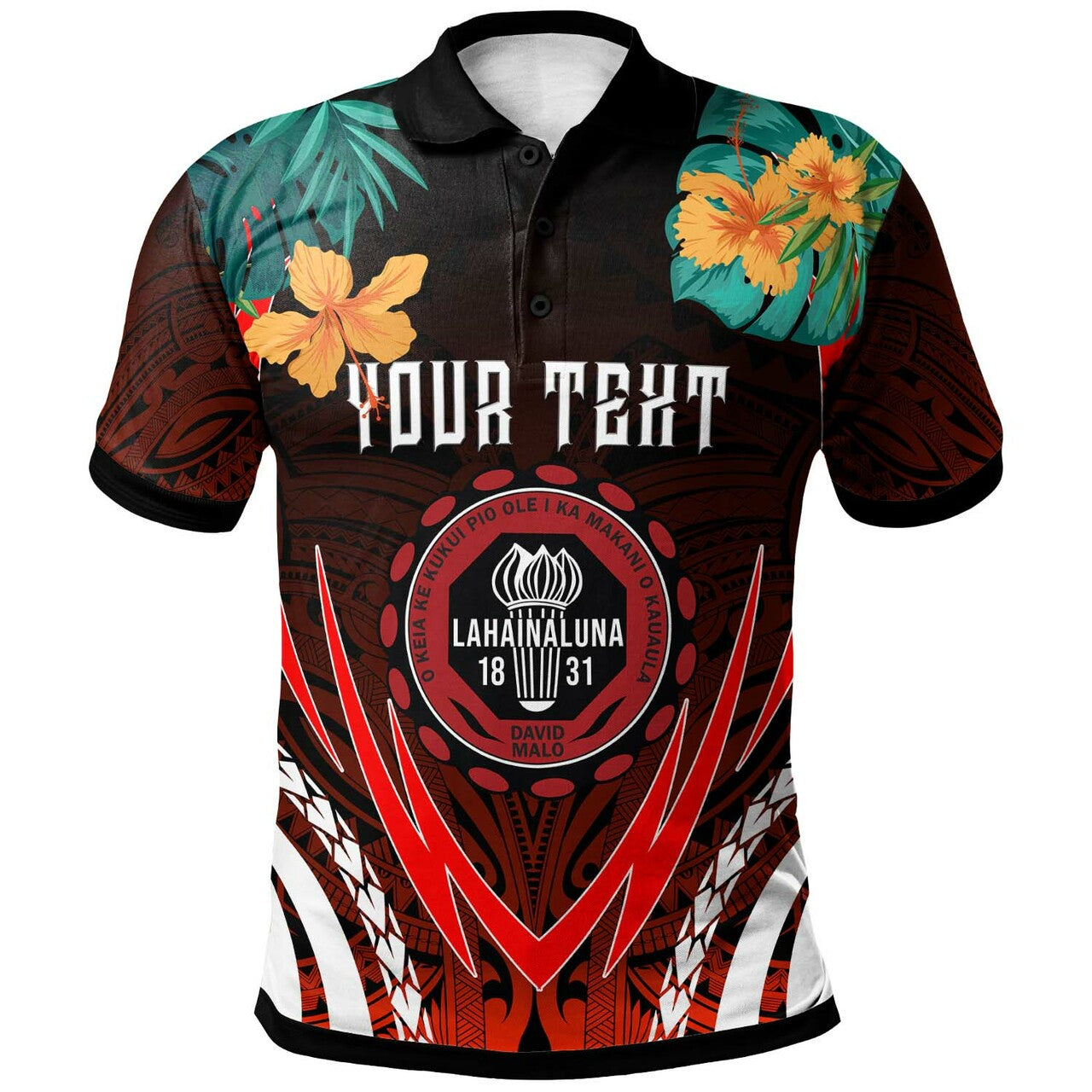 Hawaii Custom Polo Shirt Lahainaluna High School Polynesian with Hawaii Pattern LT10 Red - Polynesian Pride