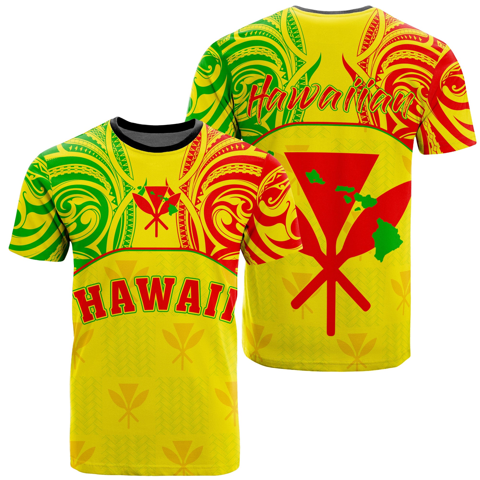 Hawaiian Kanaka T Shirt Flag Nation Yellow Demodern Unisex Yellow - Polynesian Pride