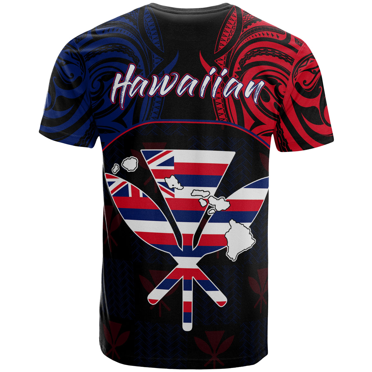 Hawaiian Kanaka T Shirt Flag Nation Black Demodern - Polynesian Pride