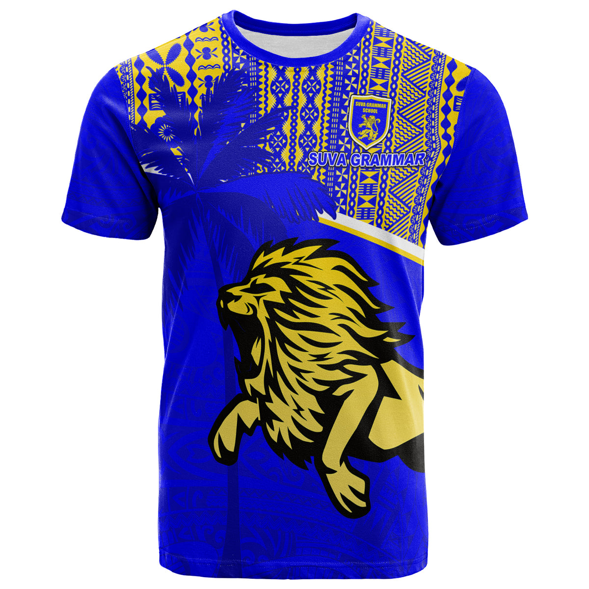 Custom Suva Grammar School T Shirt Spirit Lion Custom Text and Number LT13 - Polynesian Pride