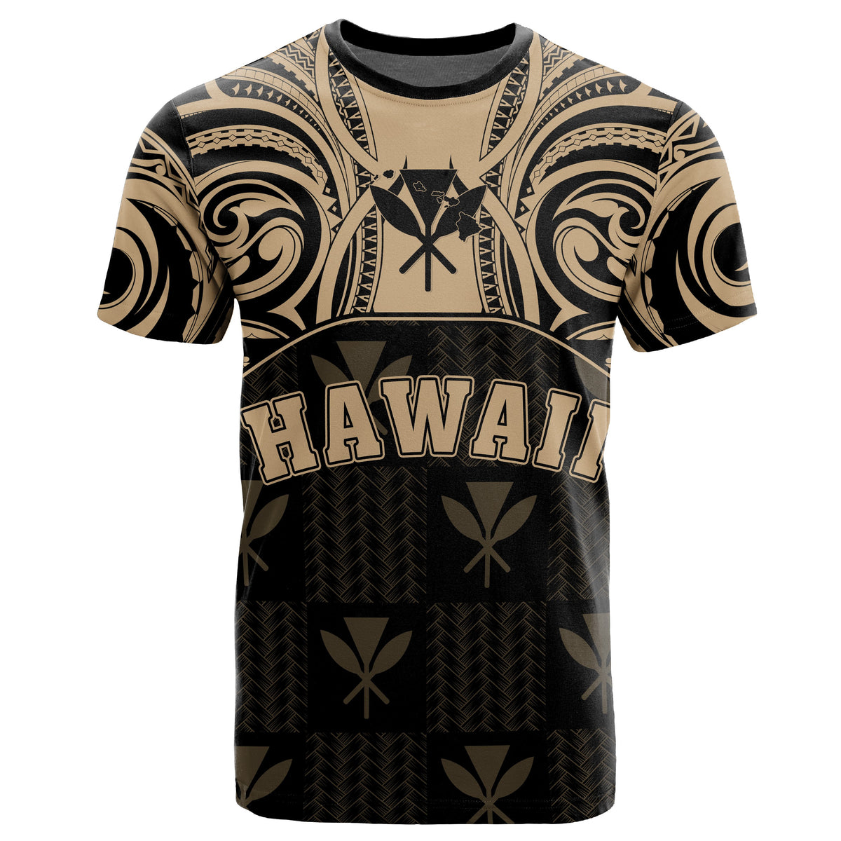Hawaiian Kanaka T Shirt Demodern Gold - Polynesian Pride