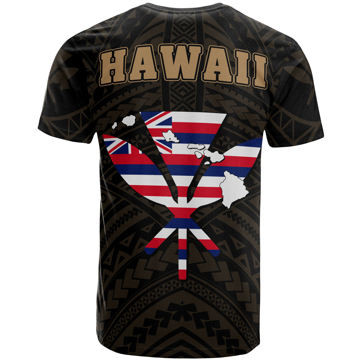 Hawaiian Kanaka T Shirt Heart Tattoo Gold - Polynesian Pride