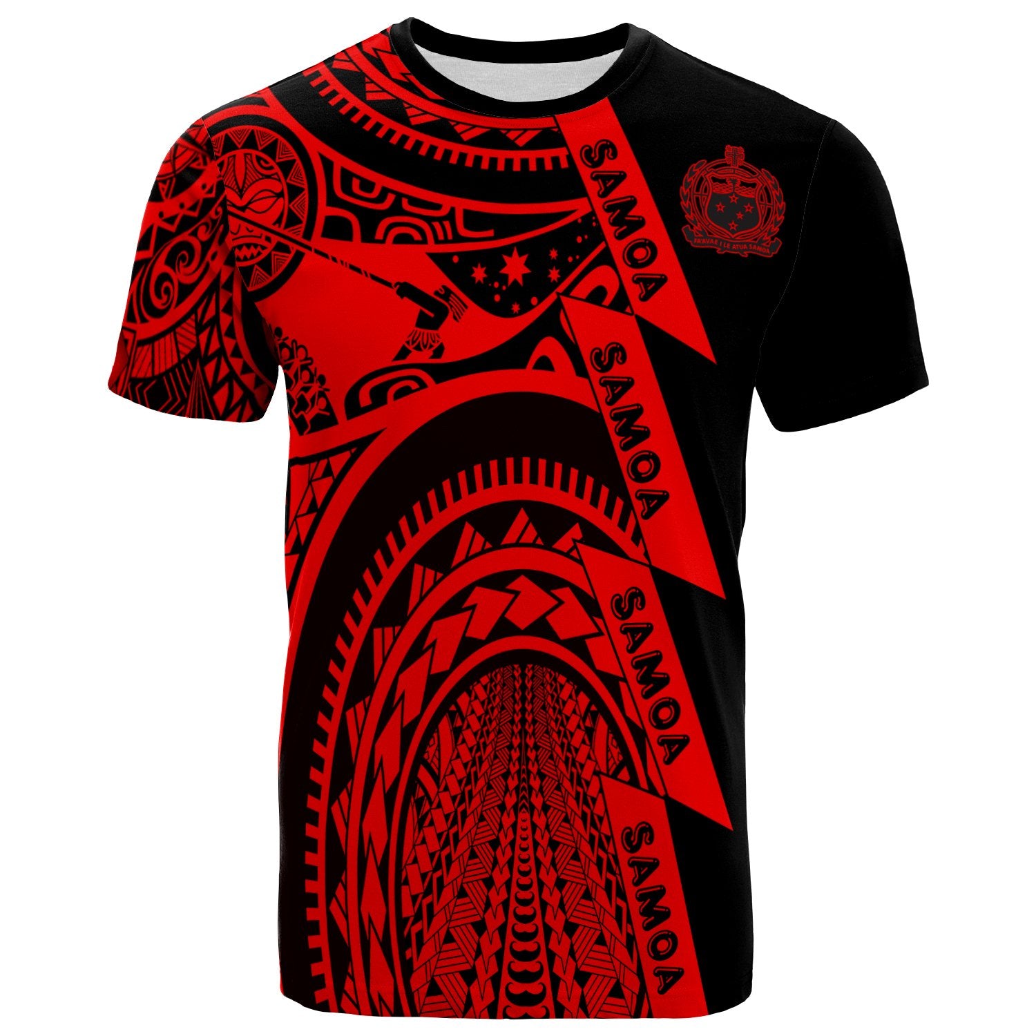 Samoa Premium T Shirt Samoa Coat Of Arms Polynesian Tattoo Red New Unisex Red - Polynesian Pride