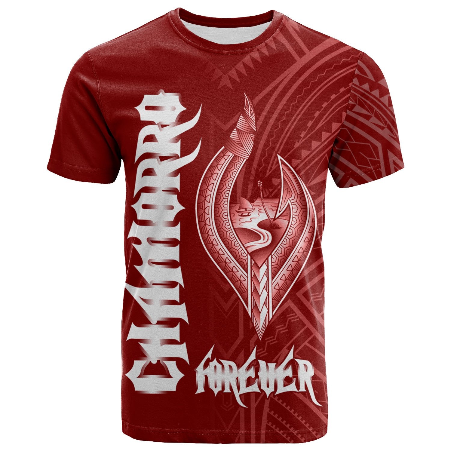 Guam T Shirt Chamorro Forever Red Color Unisex Black - Polynesian Pride