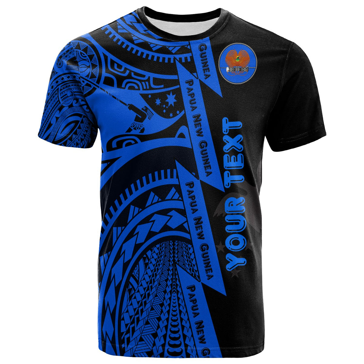 Polynesian Guinea T Shirt Moana Maui Tattoo With Coat Of Arm Guinea(Blue) Unisex Red - Polynesian Pride