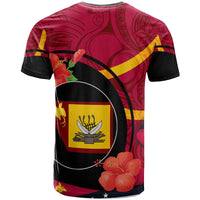Papua New Guinea T Shirt Western Province Flag of PNG with Hibicus and Polynesian Culture T Shirt - Polynesian Pride