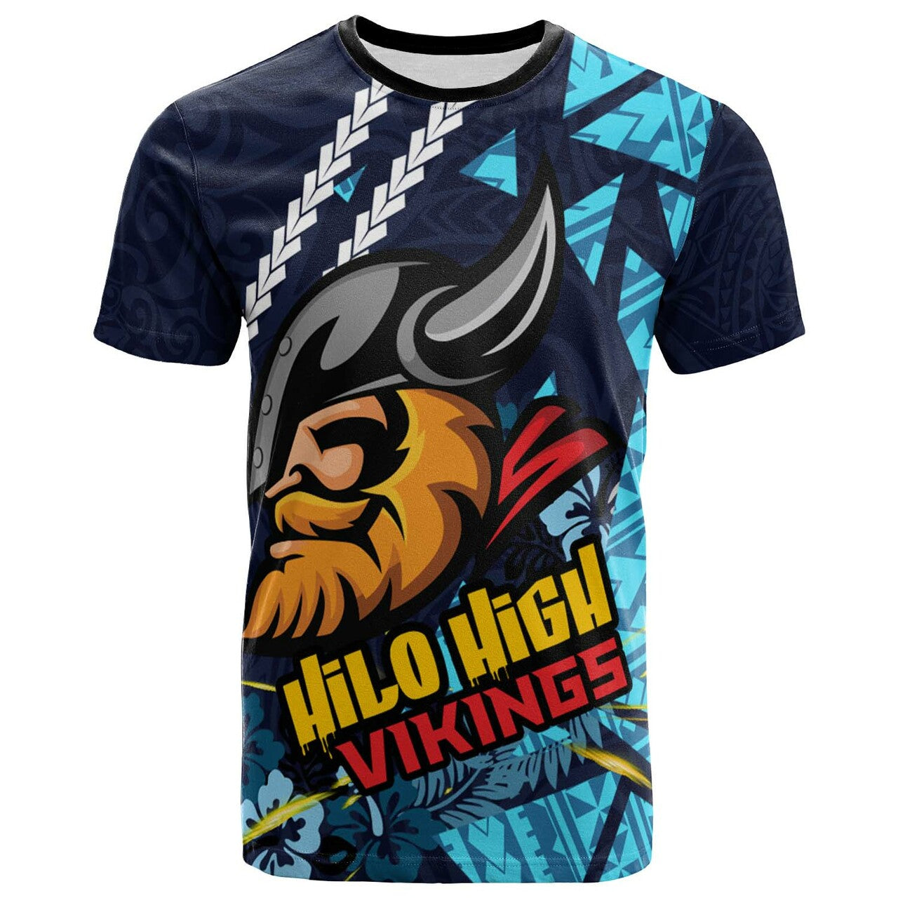 Hawaii Hilo High School Custom Polynesian T Shirt Hilo High Vikings Polynesian Pride LT10 Blue - Polynesian Pride