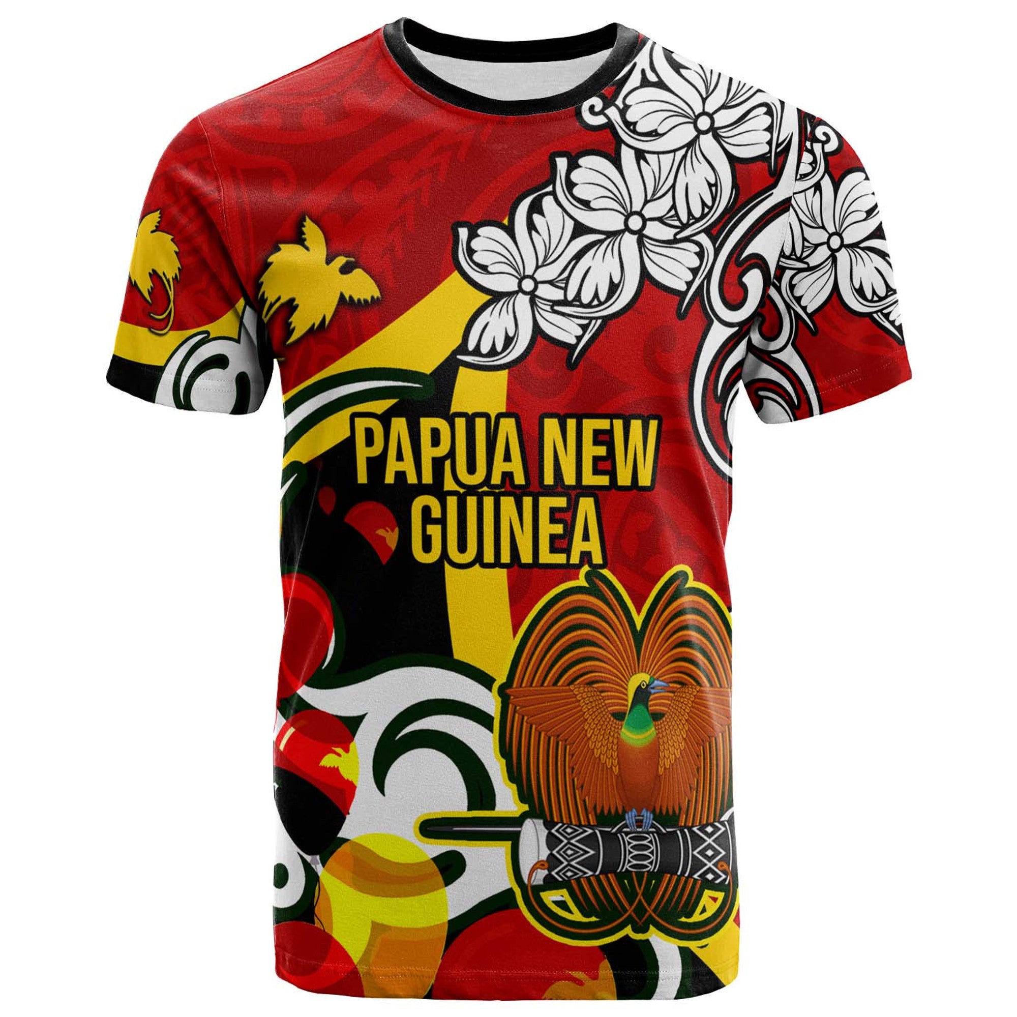 Papua New Guinea T shirt Custom Coat Of Arms PNG with Polynesian Culture T shirt Art - Polynesian Pride