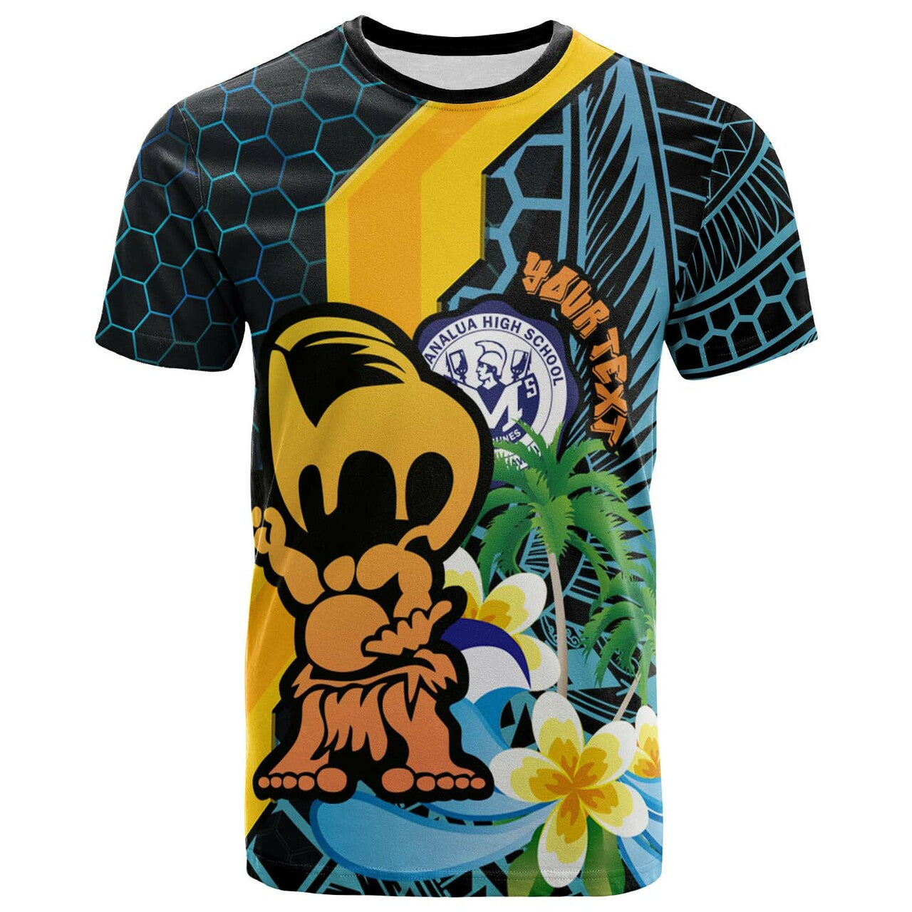 Hawaii Custom T Shirt Moanalua High School Memehune Polynesian Tribal Pattern LT10 Blue - Polynesian Pride