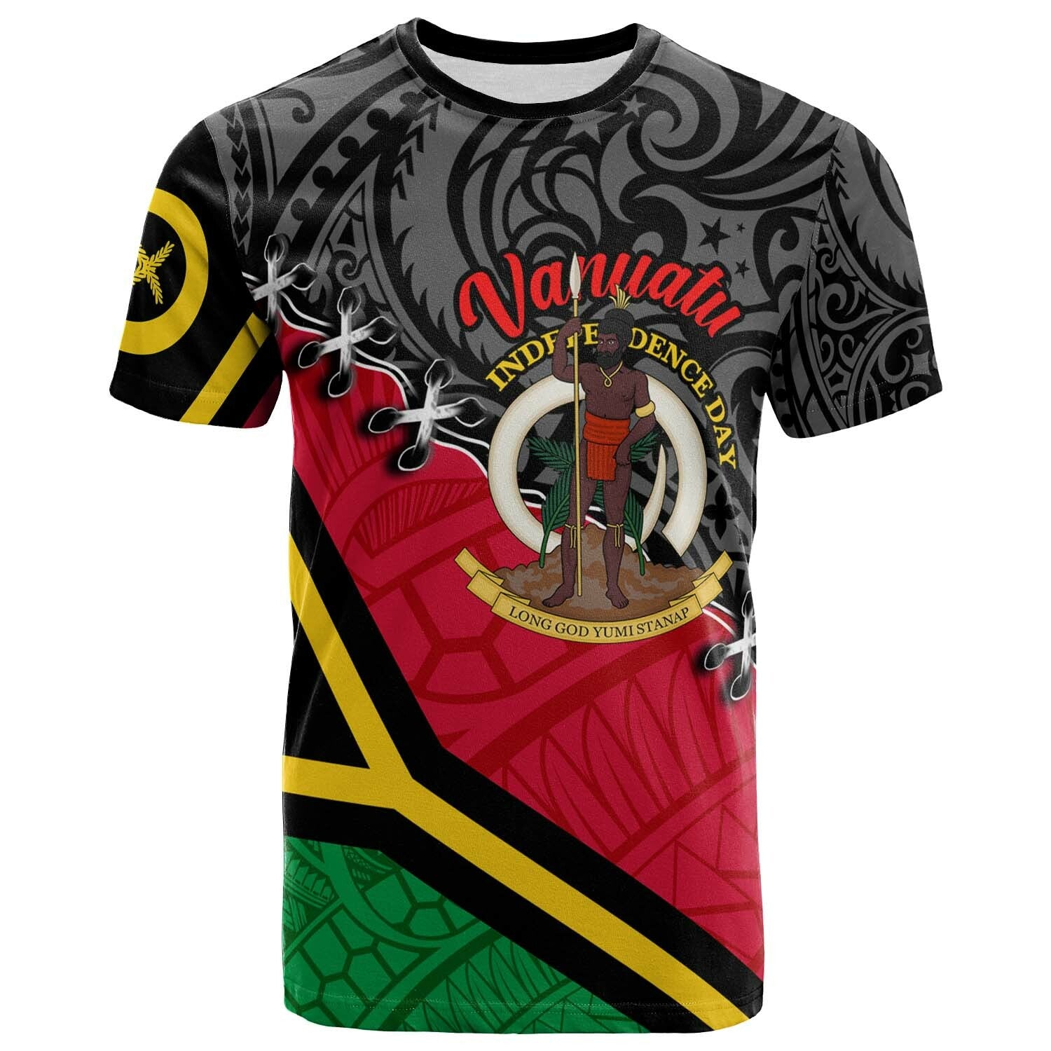 Vanuatu T Shirt Custom Vanuatu Independence Anniversary with Coat of Arms and Polynesian T Shirt LT10 Green - Polynesian Pride