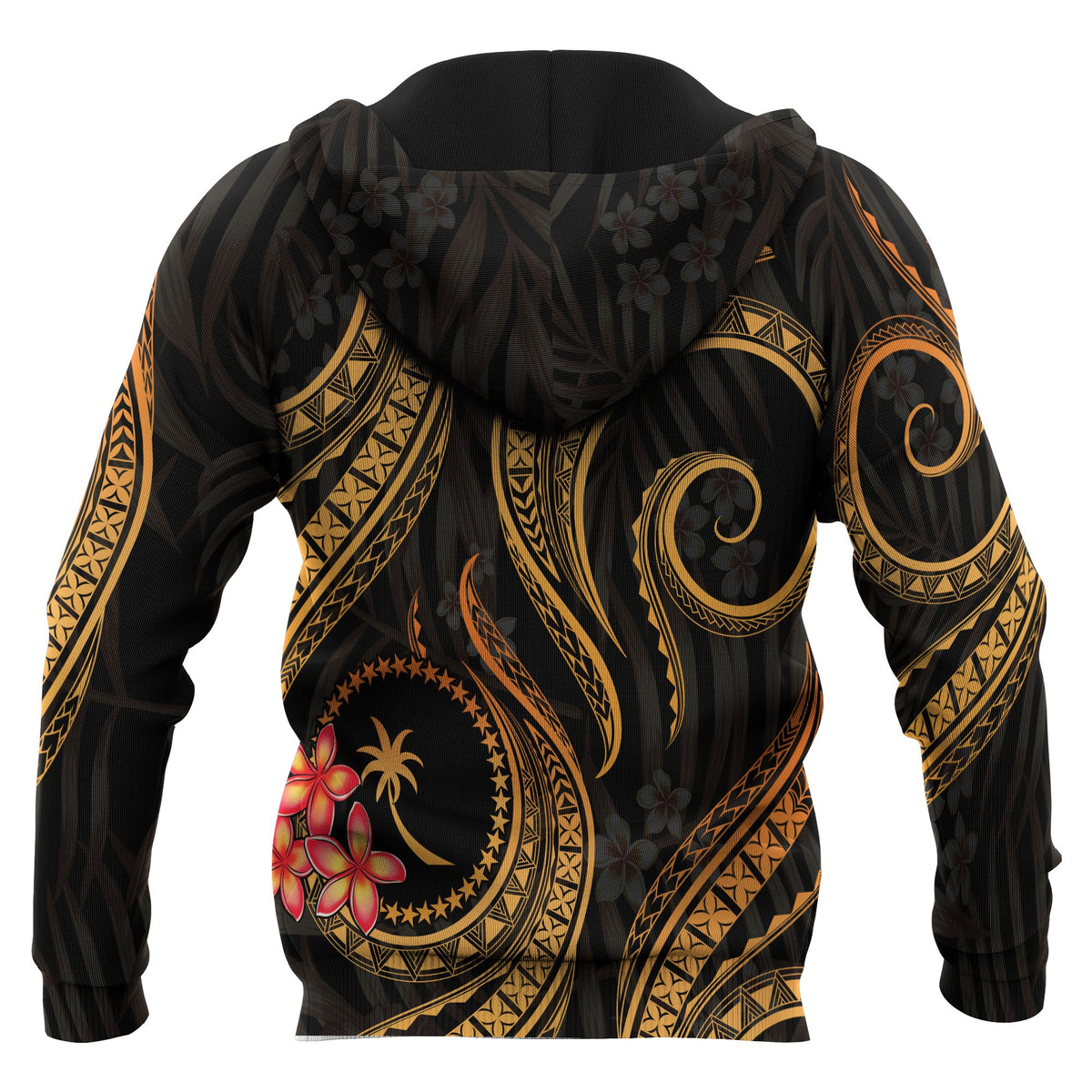 Chuuk Micronesian Zip up Hoodie Gold Plumeria - Polynesian Pride