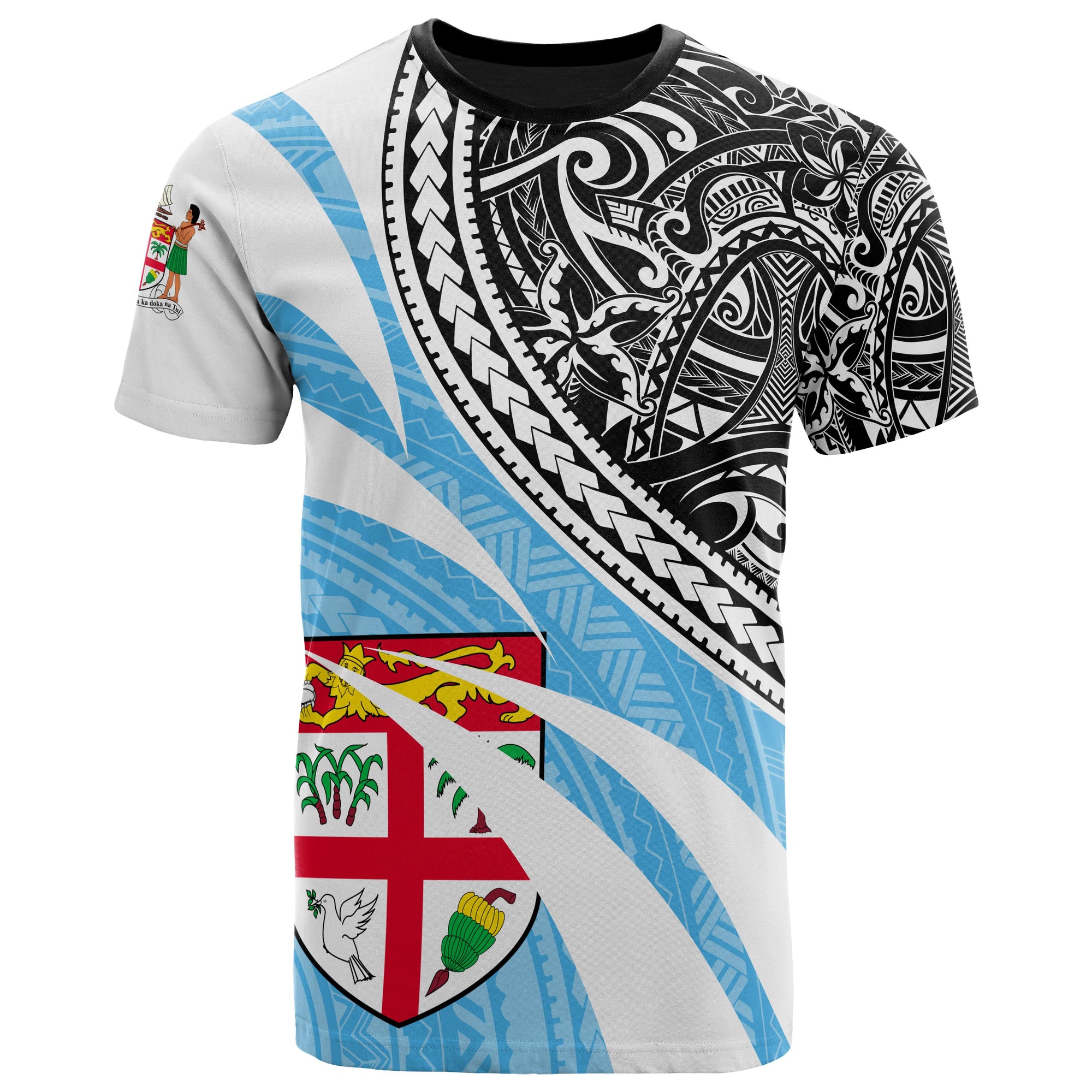 Fiji Melanesian T Shirt Floral Pattern Unisex Blue - Polynesian Pride