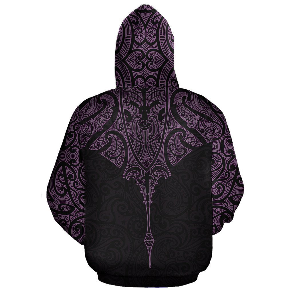 New Zealand Hoodie Manta Maori Ta Moko Purple - Polynesian Pride