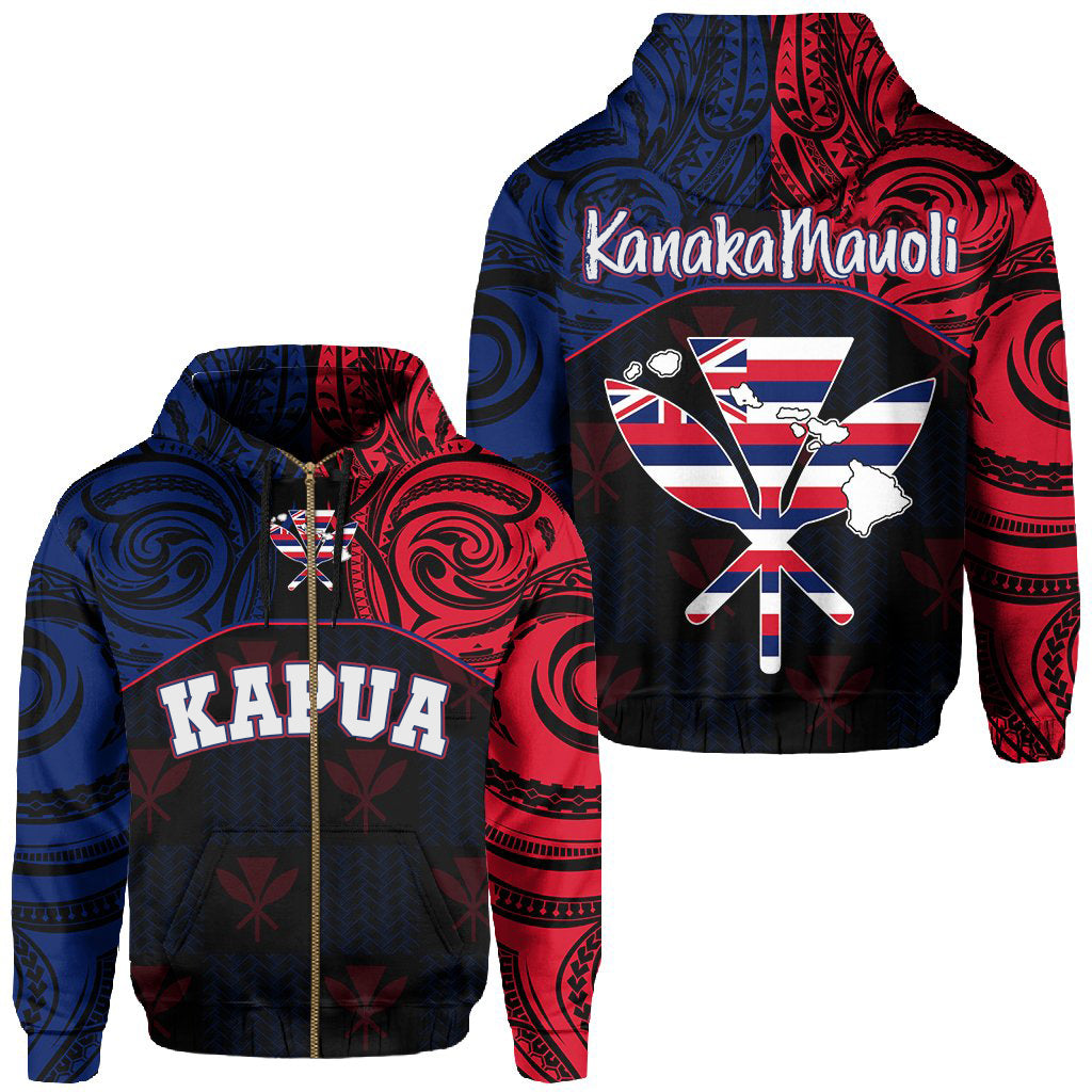(Kanaka Mauoli) Hawaiian Kanaka Hoodie Flag Nation Black Demodern LT7 - Polynesian Pride